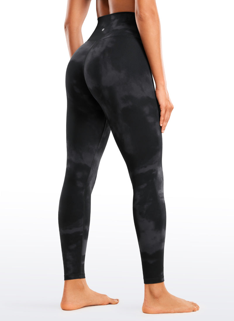 CRZ YOGA Women's High Rise Butterluxe Yoga Leggings 28'' V Cross Waist Black Tie Dye Flowers @model_info:Gigi