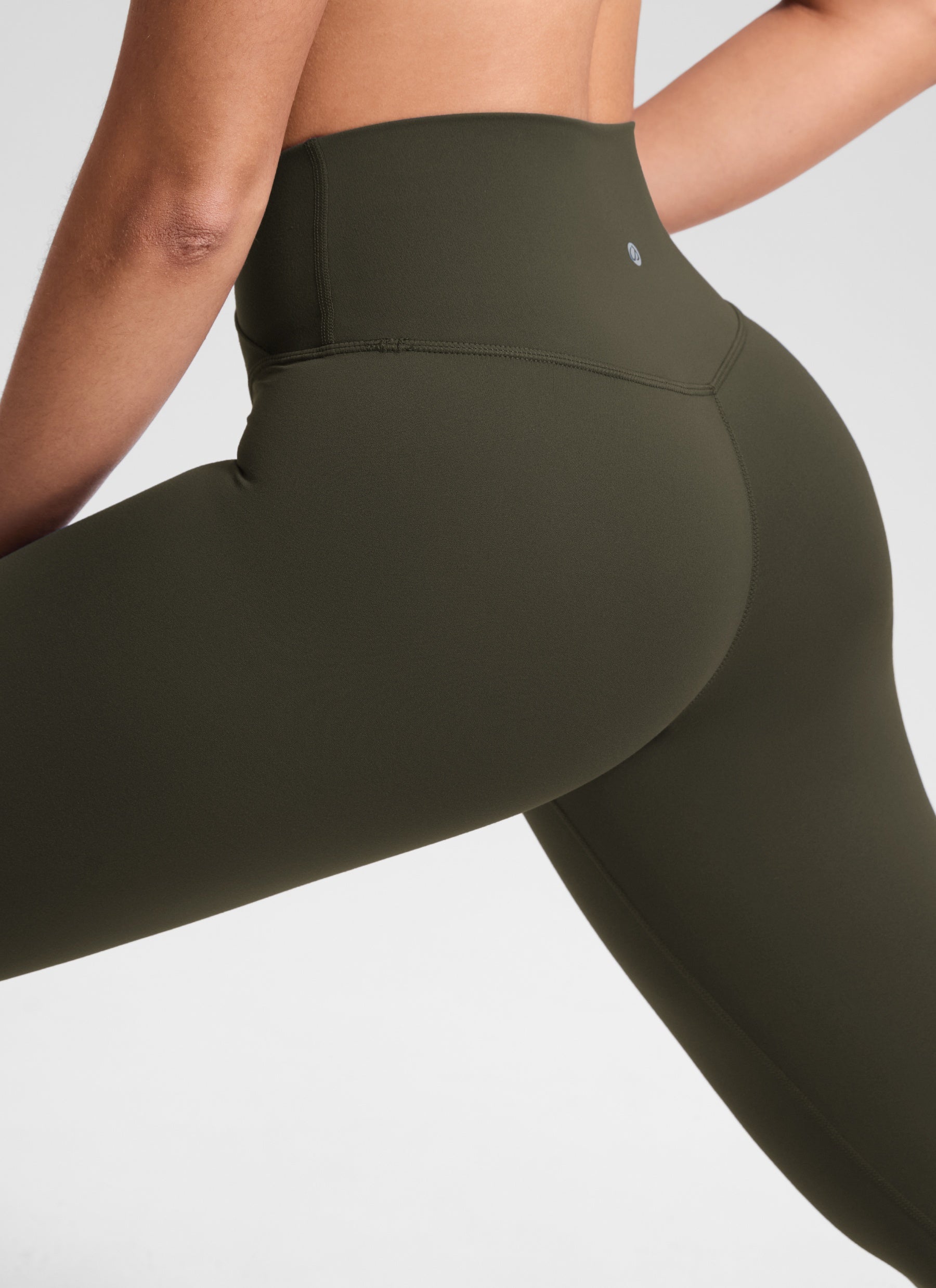 CRZ YOGA Women's High Rise Butterluxe Yoga Leggings 28'' V Cross Waist Olive Green @model_info:Fiona