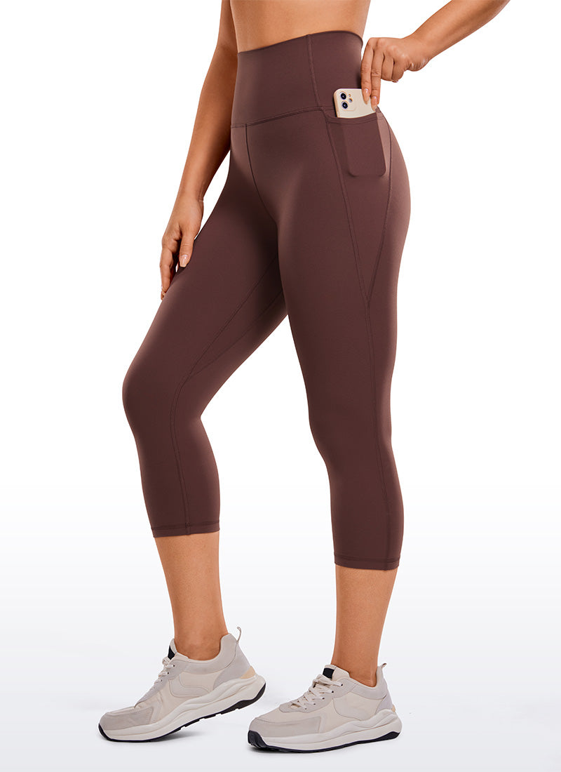 CRZ YOGA Women's Yoga High Rise Butterluxe Capri with Pockets 21'' Taupe @model_info:Hanna