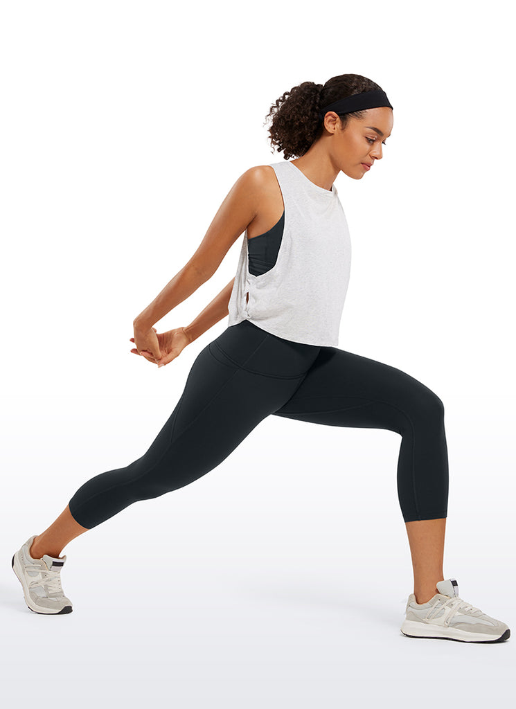 CRZ YOGA Women's Yoga High Rise Butterluxe Capri with Pockets 21'' Black