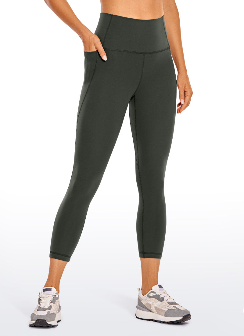 CRZ YOGA Women's Yoga High Rise Butterluxe Capri with Pockets 21'' Grey Olive @model_info:NEW1