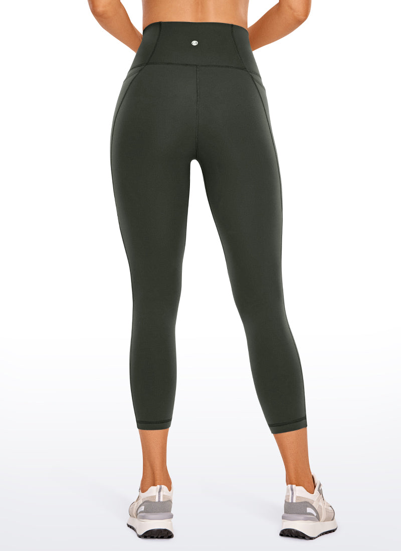 CRZ YOGA Women's Yoga High Rise Butterluxe Capri with Pockets 21'' Grey Olive @model_info:NEW2