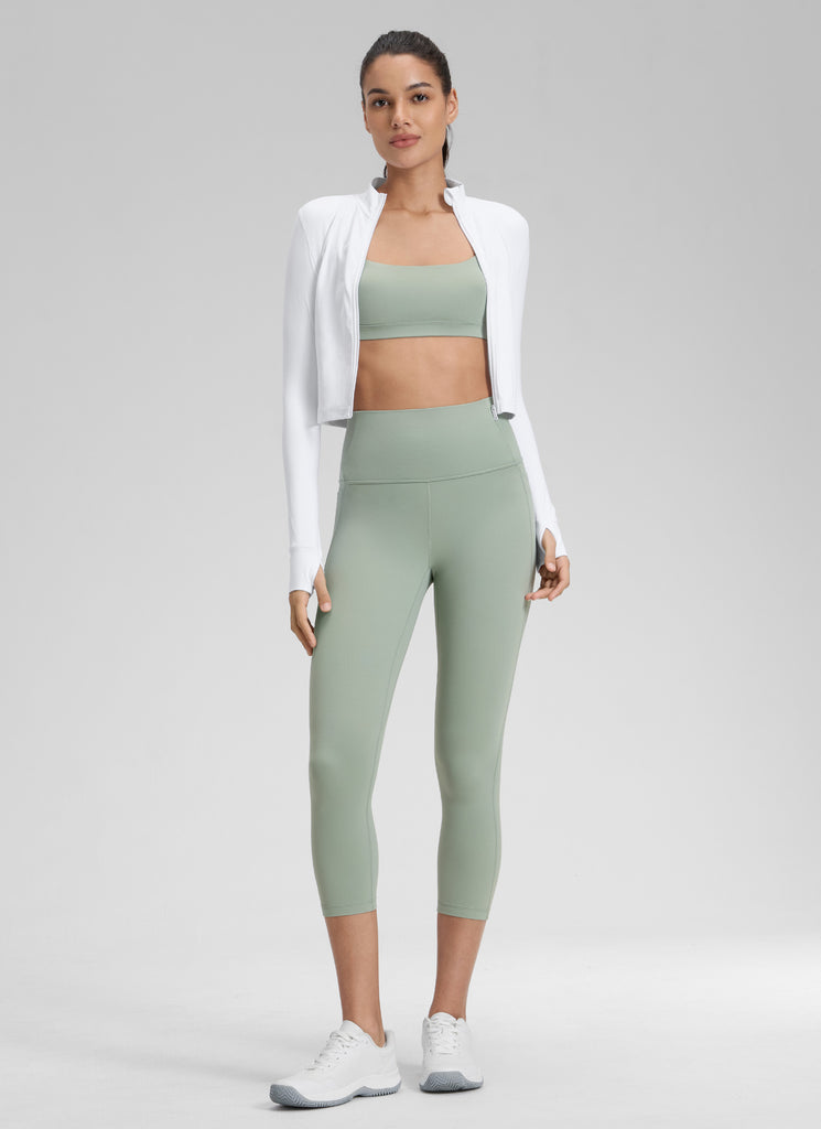 CRZ YOGA Women's Yoga High Rise Butterluxe Capri with Pockets 21'' Deep Red