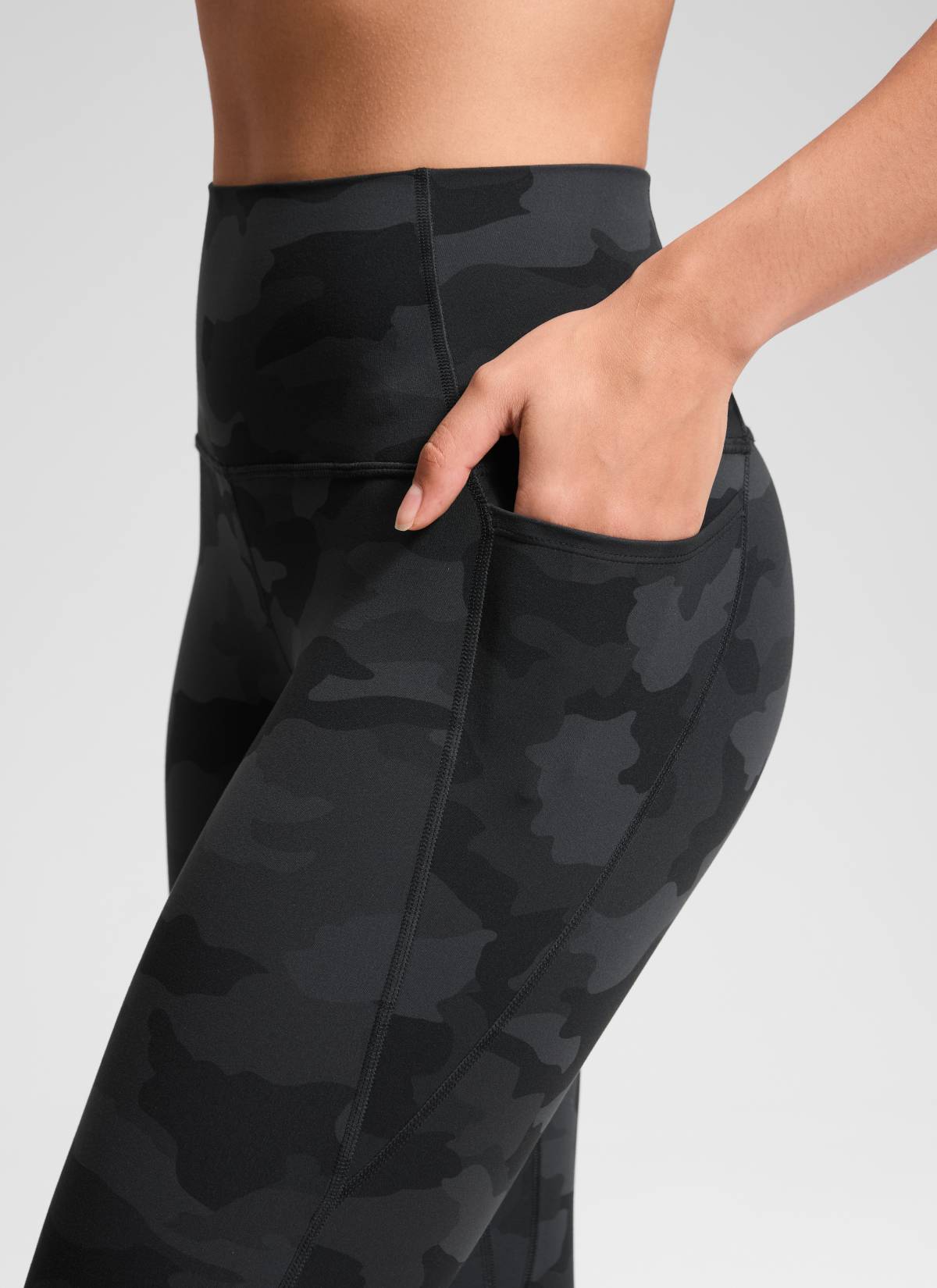 CRZ YOGA Women's Yoga High Rise Butterluxe Capri with Pockets 21'' Dark Grey Camouflage 2