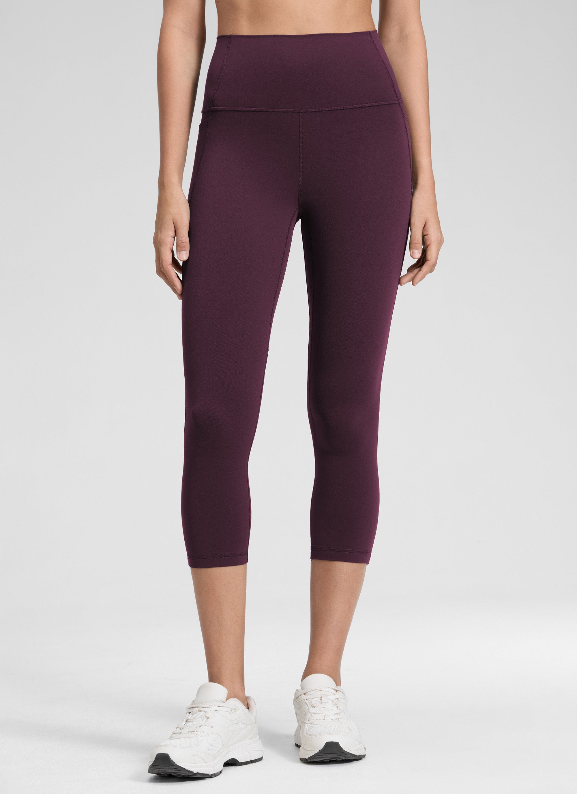 CRZ YOGA Women's Yoga High Rise Butterluxe Capri with Pockets 21'' Deep Purple