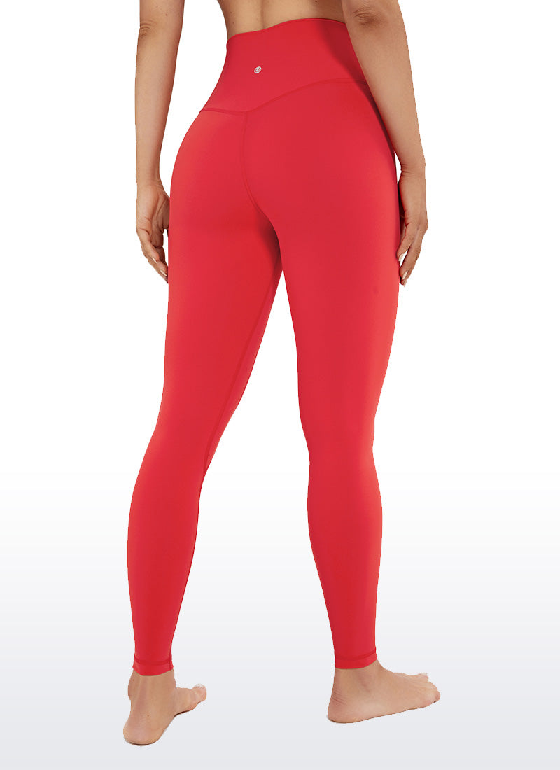 CRZ YOGA Women's Yoga High Rise Brushed Nakedfeel Leggings 28'' Crimson