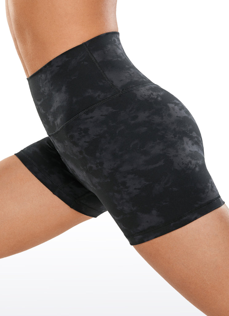 CRZ YOGA Women's Yoga High Rise Biker Brushed Nakedfeel Shorts 4'' Grey Sage