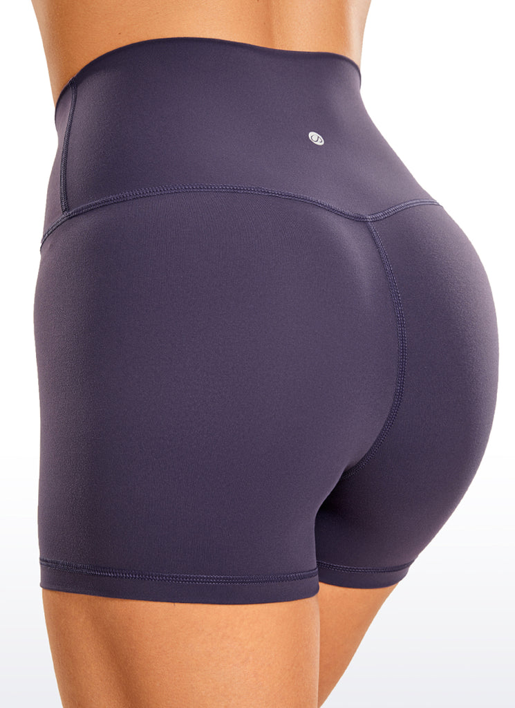 CRZ YOGA Women's Yoga High Rise Biker Brushed Nakedfeel Shorts 4'' Tornado