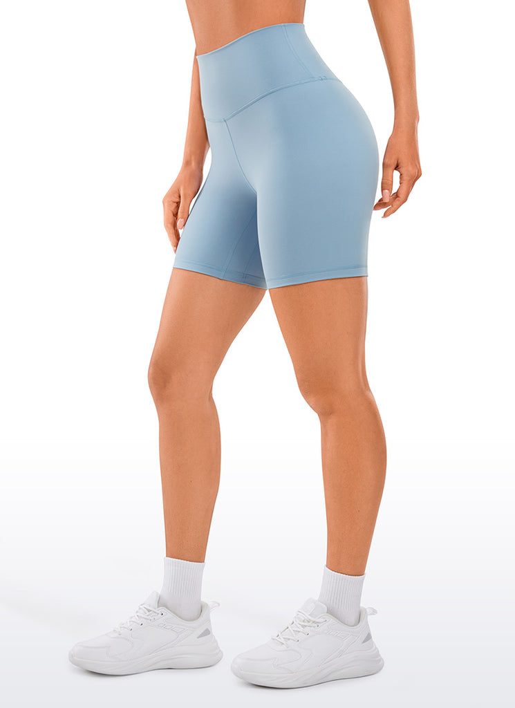 CRZ YOGA Women's Yoga High Rise Biker Brushed Nakedfeel Shorts 6'' Tornado