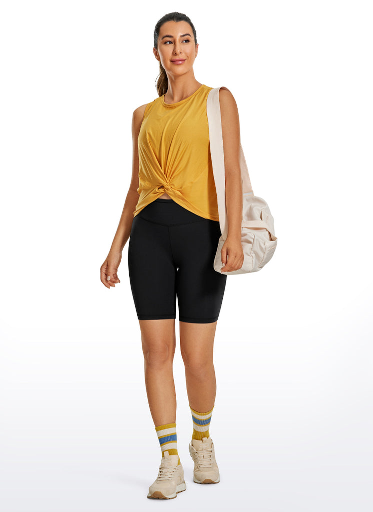 CRZ YOGA Women's Yoga High Rise Biker Brushed Nakedfeel Shorts 8'' Crimson