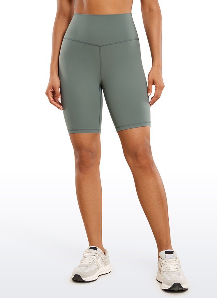 CRZ YOGA Women's Yoga High Rise Biker Brushed Nakedfeel Shorts 8'' True Navy