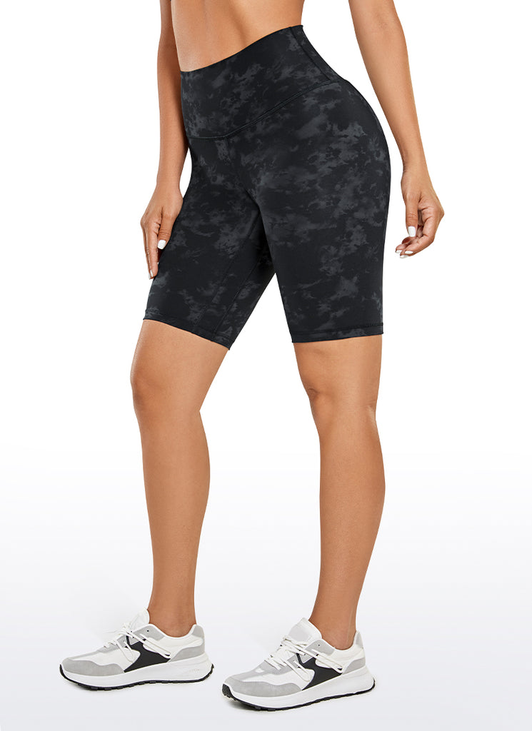 CRZ YOGA Women's Yoga High Rise Biker Brushed Nakedfeel Shorts 8'' Ink Gray