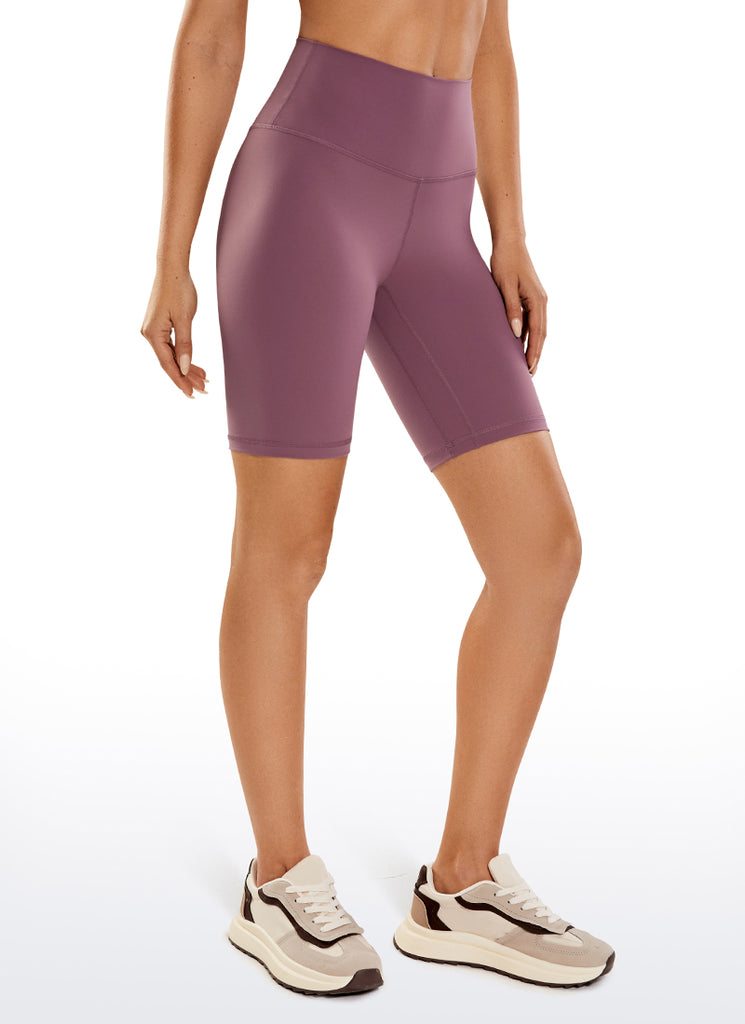 CRZ YOGA Women's Yoga High Rise Biker Brushed Nakedfeel Shorts 8'' Antique Bark