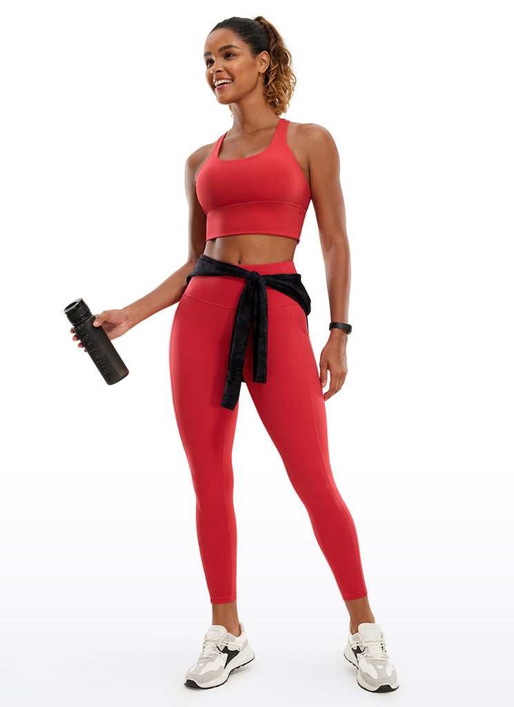 CRZ YOGA Women's Train High Rise Brushed Nakedfeel Pocket Legging 25'' Dark grey camouflage