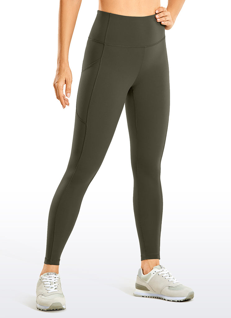 CRZ YOGA Women's Train High Rise Brushed Nakedfeel Pocket Legging 25'' Taupe