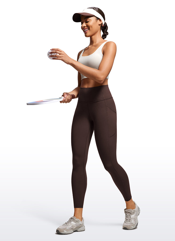 CRZ YOGA Women's Train High Rise Brushed Nakedfeel Pocket Legging 25'' Serenity Blue