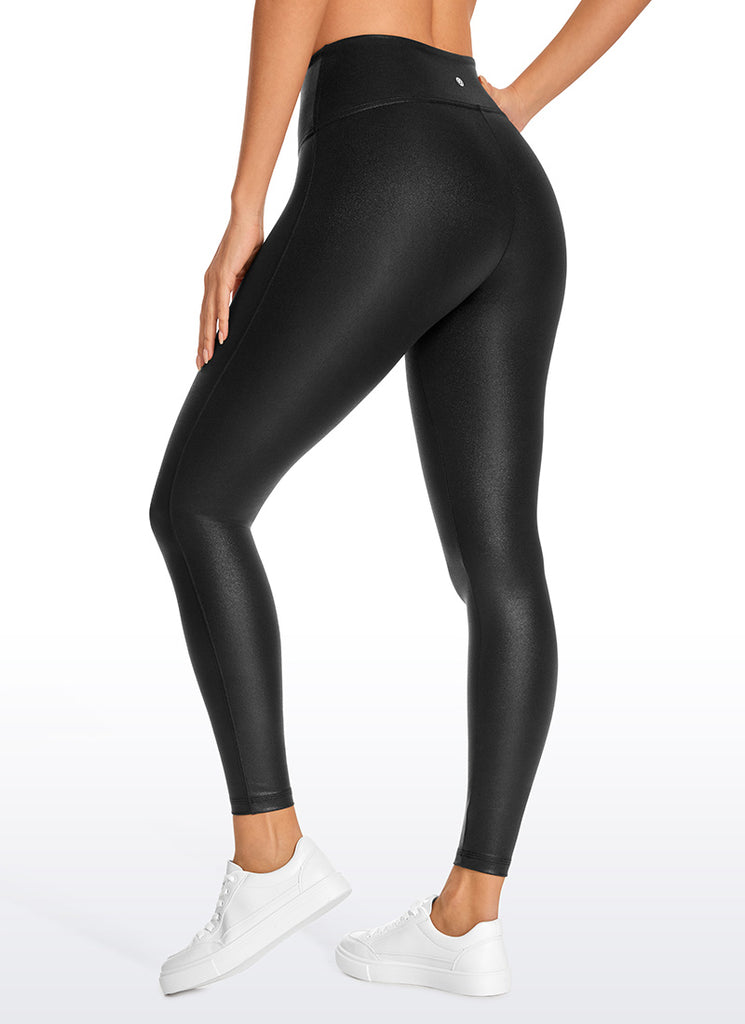 CRZ YOGA Women Butterluxe Matte Faux Leather No Front Seam Leggings 26.5'' Black Classic