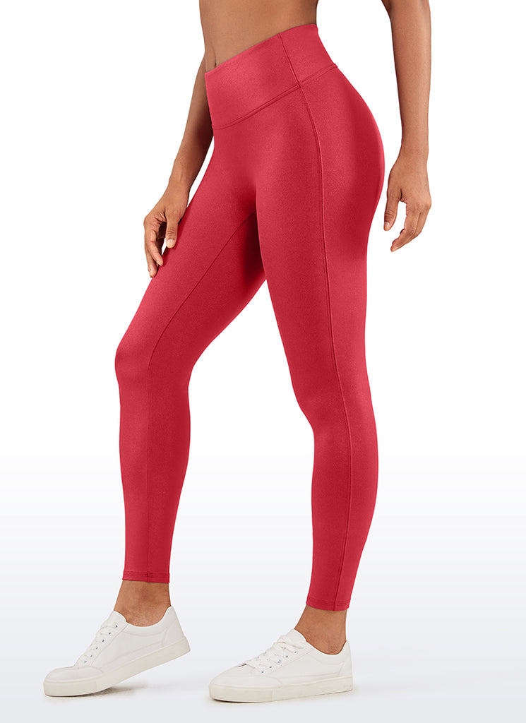 CRZ YOGA Women Butterluxe Matte Faux Leather No Front Seam Leggings 26.5'' Tornado Grey Classic Pattern