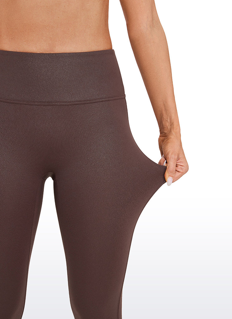 CRZ YOGA Women Butterluxe Matte Faux Leather No Front Seam Leggings 26.5'' Taupe Classic Pattern