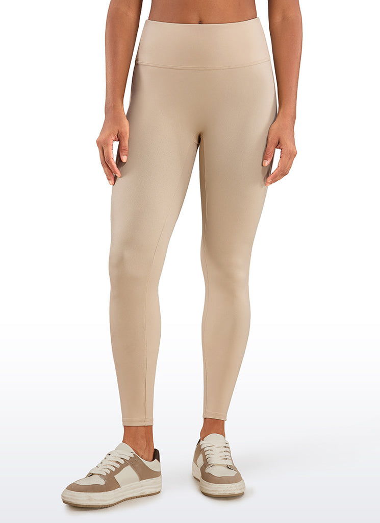 CRZ YOGA Women Butterluxe Matte Faux Leather No Front Seam Leggings 26.5'' Tornado Grey Classic Pattern