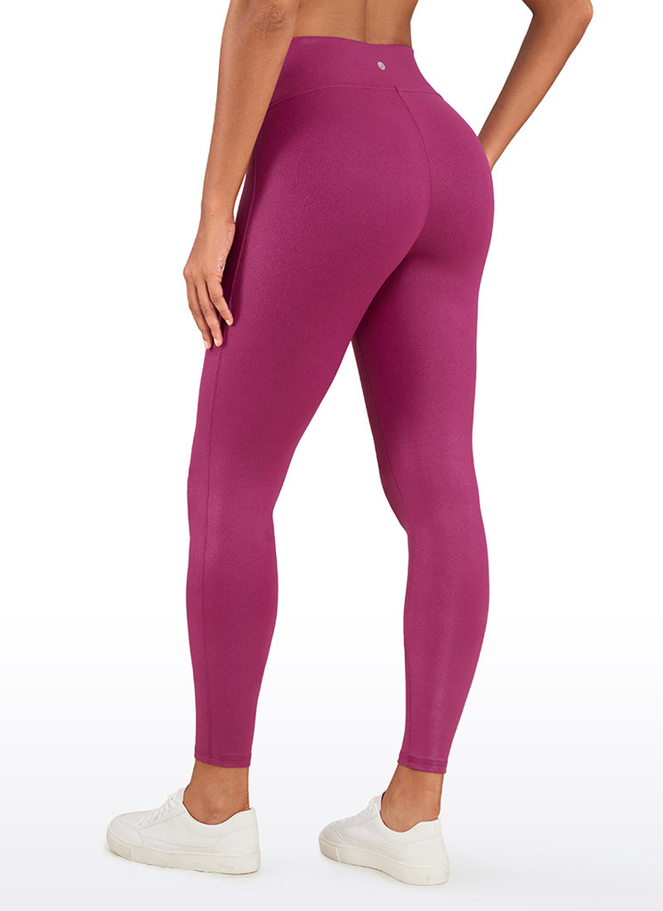 CRZ YOGA Women Butterluxe Matte Faux Leather No Front Seam Leggings 26.5'' Tan Milkshake Classic Pattern