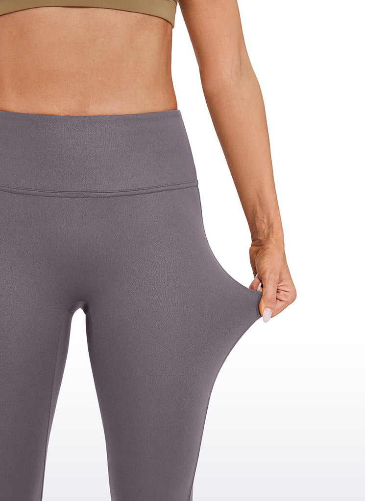 CRZ YOGA Women Butterluxe Matte Faux Leather No Front Seam Leggings 28'' Tornado Grey Classic Pattern