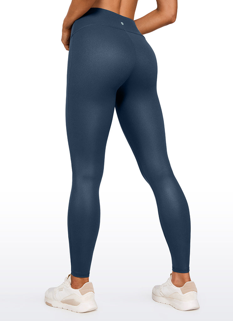 CRZ YOGA Women Butterluxe Matte Faux Leather No Front Seam Leggings 28'' Ruby Red Classic Pattern