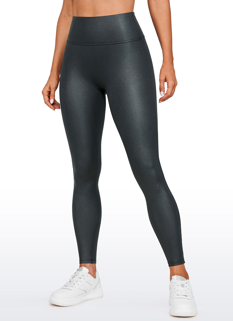 CRZ YOGA Women Butterluxe Matte Faux Leather No Front Seam Leggings 28'' Ruby Red Classic Pattern