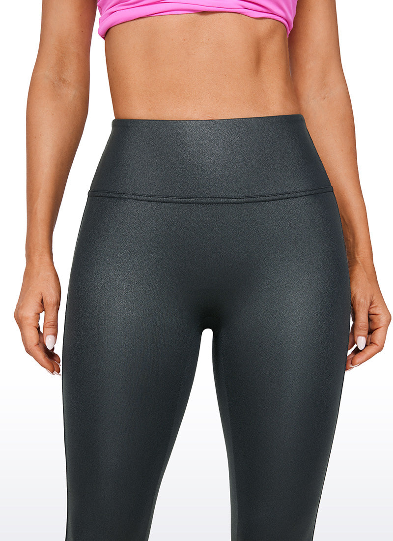 CRZ YOGA Women Butterluxe Matte Faux Leather No Front Seam Leggings 28'' Melanite Classic @model_info:Natali