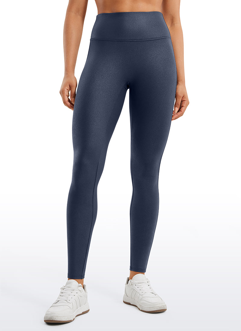 CRZ YOGA Women Butterluxe Matte Faux Leather No Front Seam Leggings 28'' Real Navy Foil Pattern @model_info:Amanda