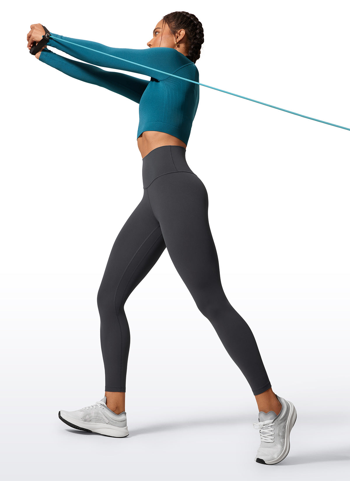CRZ YOGA Women's Workout High Rise Butterlift Yoga Leggings 25'' Mysterious Grey @model_info:A
