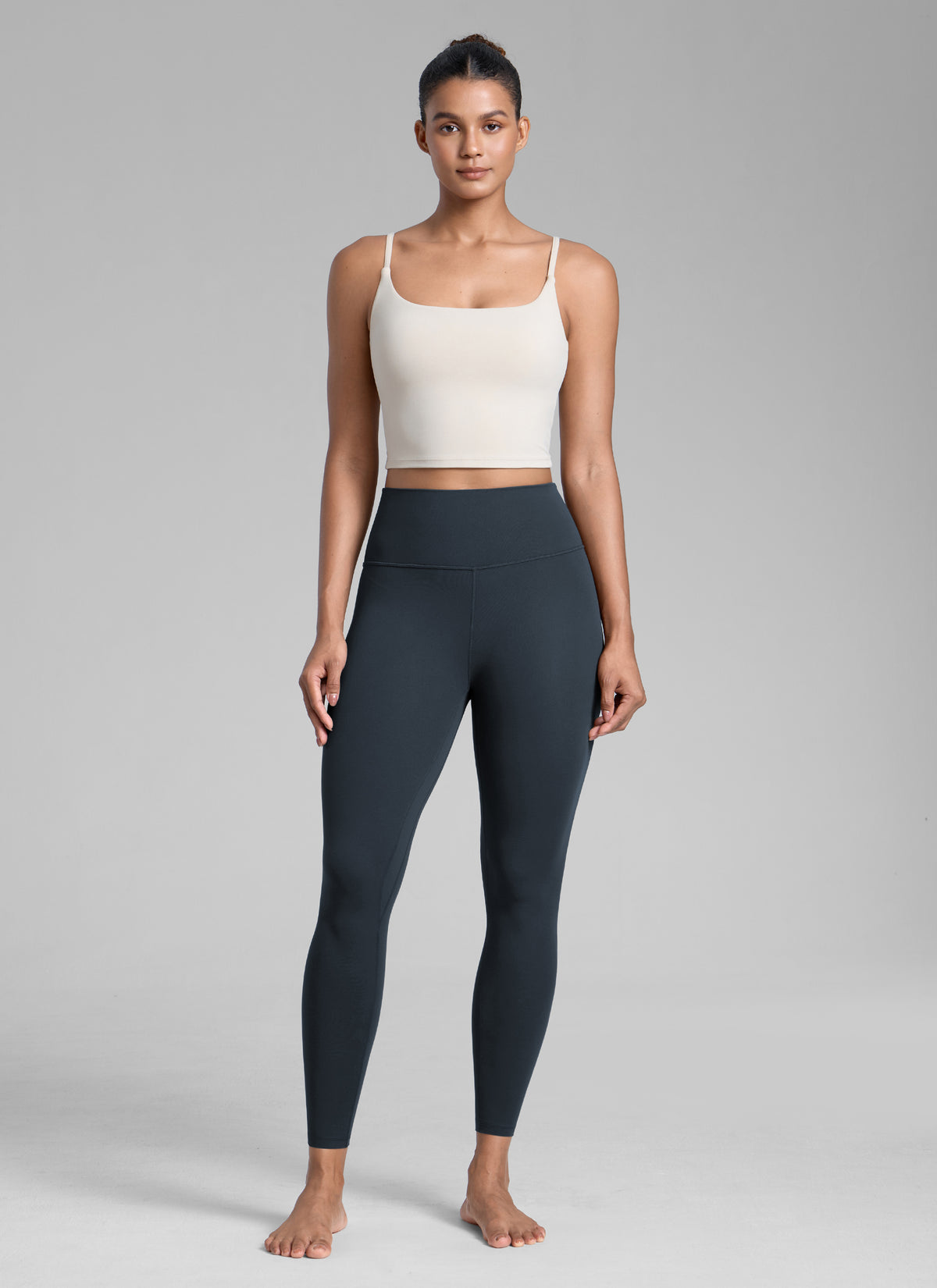 CRZ YOGA Women's Workout High Rise Butterlift Yoga Leggings 25'' True Navy @model_info:Barbara