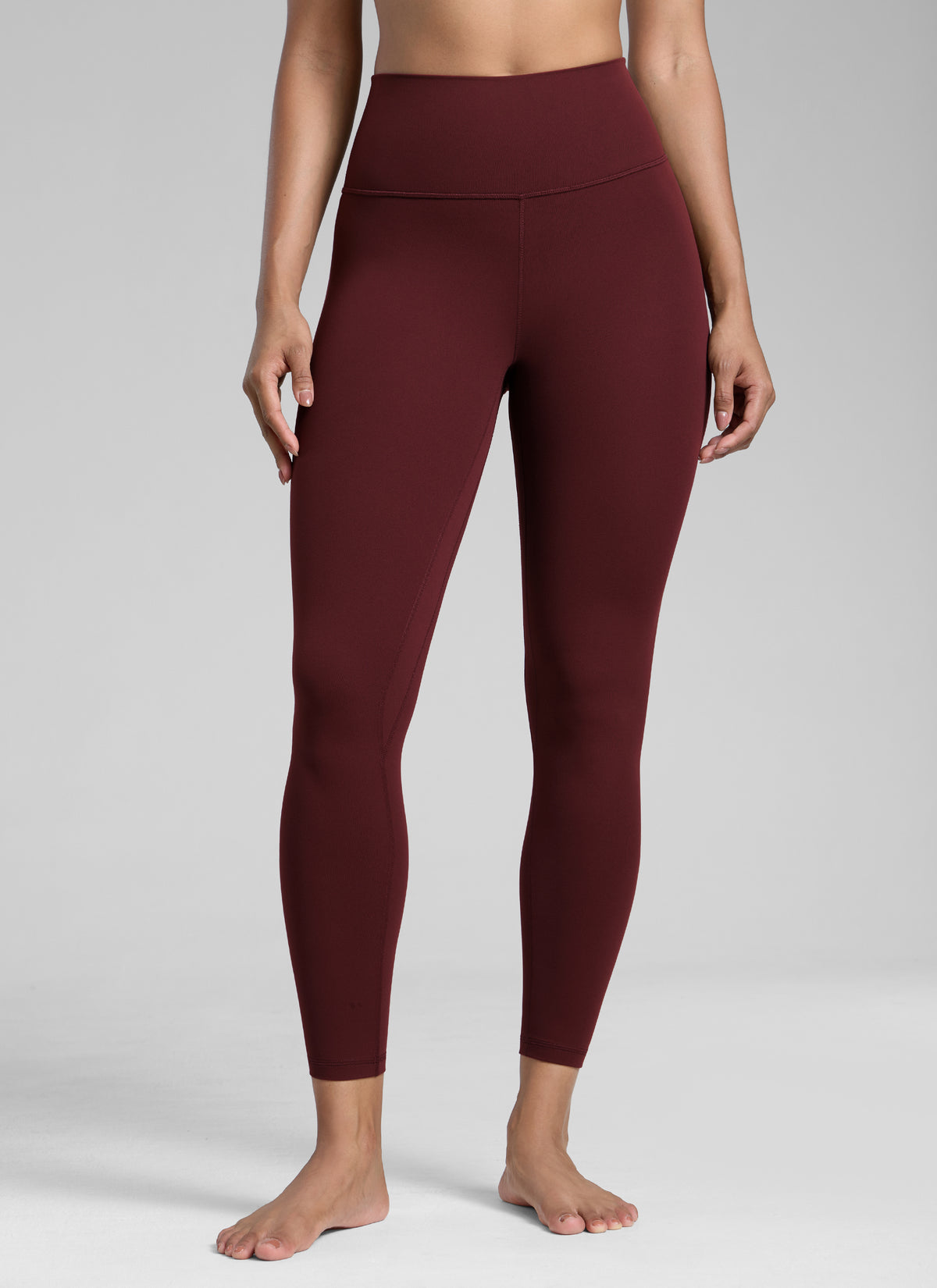 CRZ YOGA Women's Workout High Rise Butterlift Yoga Leggings 25'' Red Merlot @model_info:Barbara