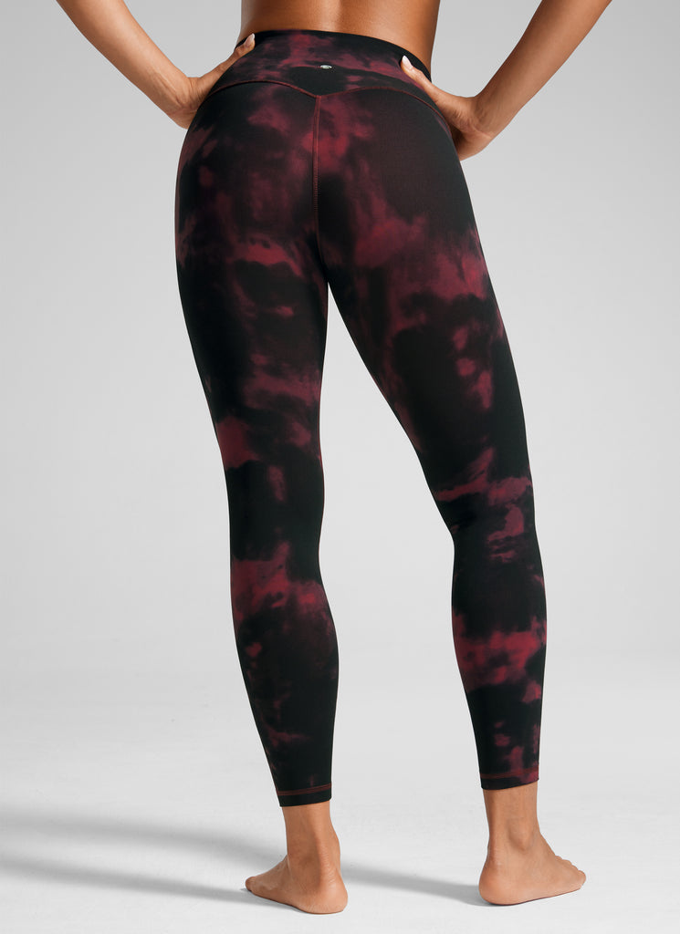 CRZ YOGA Women's Workout High Rise Butterlift Yoga Leggings 25'' Burgundy Tie Dye Flowers