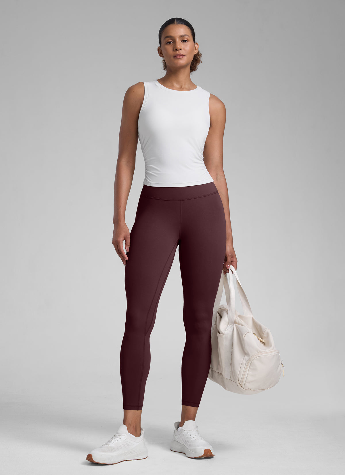 CRZ YOGA Women's Workout High Rise Butterlift Yoga Leggings 25'' Ripe Plum @model_info:Barbara