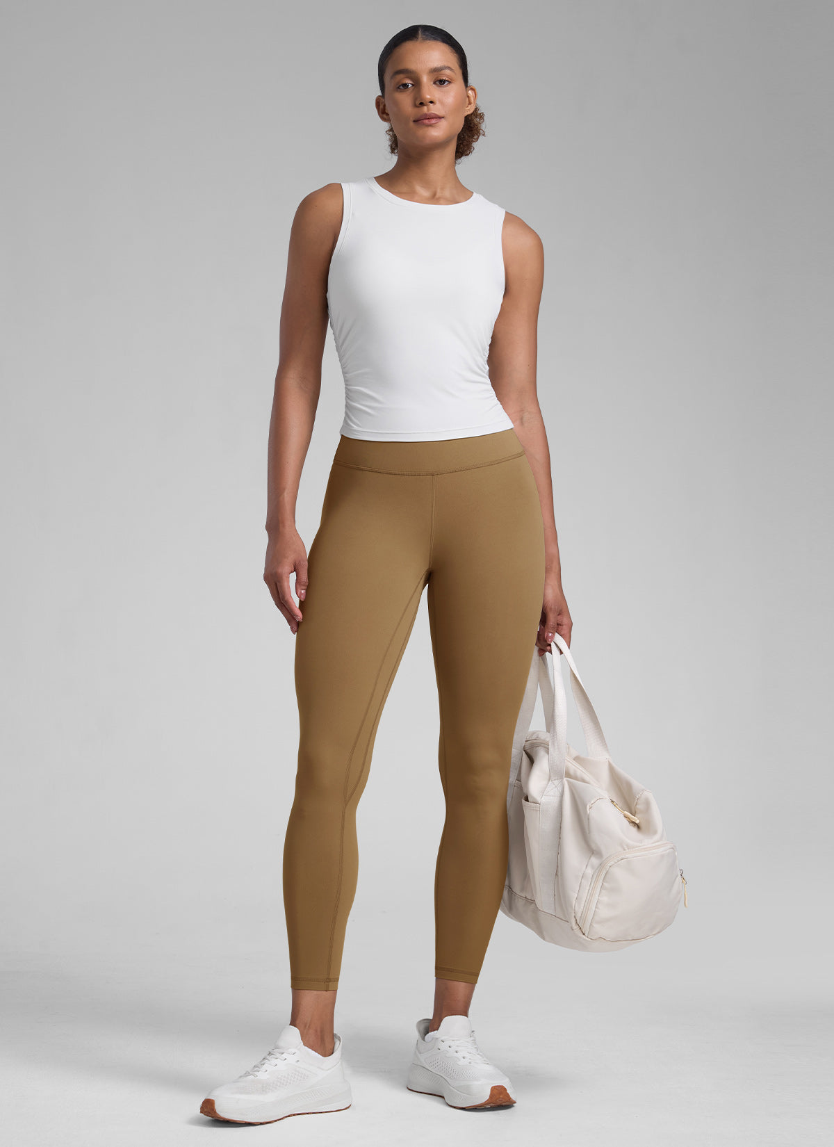 CRZ YOGA Women's Workout High Rise Butterlift Yoga Leggings 25'' Allspice @model_info:Barbara