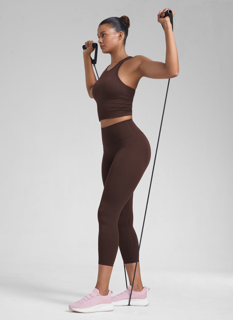 CRZ YOGA Women's High Waisted Capris Workout Leggings 23" Mysterious Grey