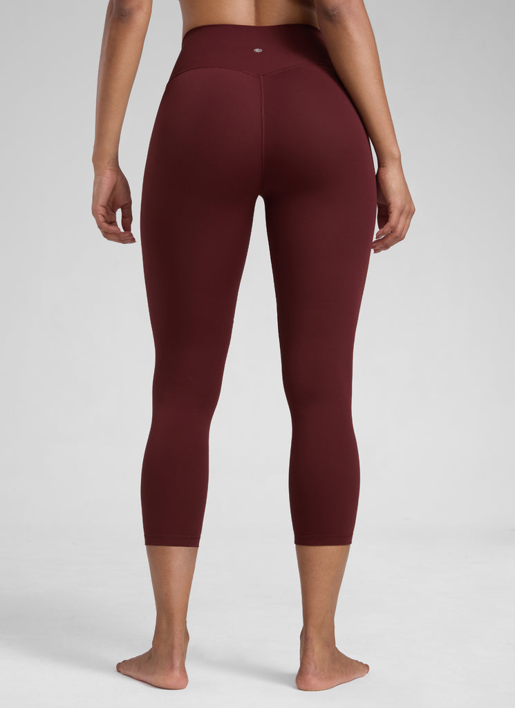 CRZ YOGA Women's High Waisted Capris Workout Leggings 23" Red Merlot
