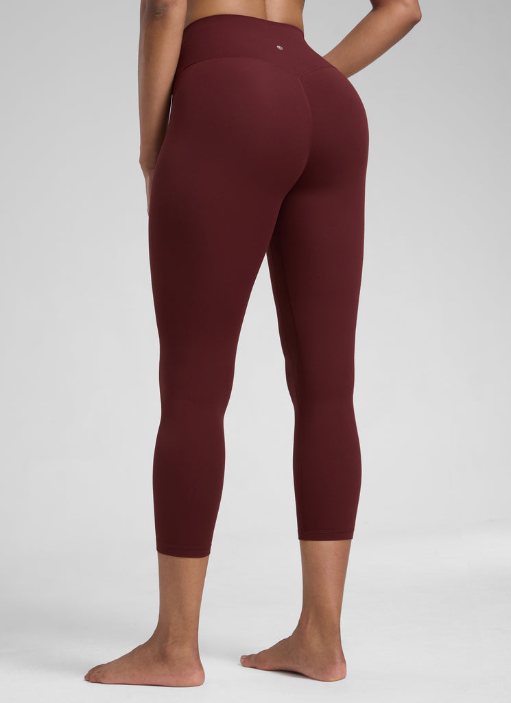 CRZ YOGA Women's High Waisted Capris Workout Leggings 23" Red Merlot
