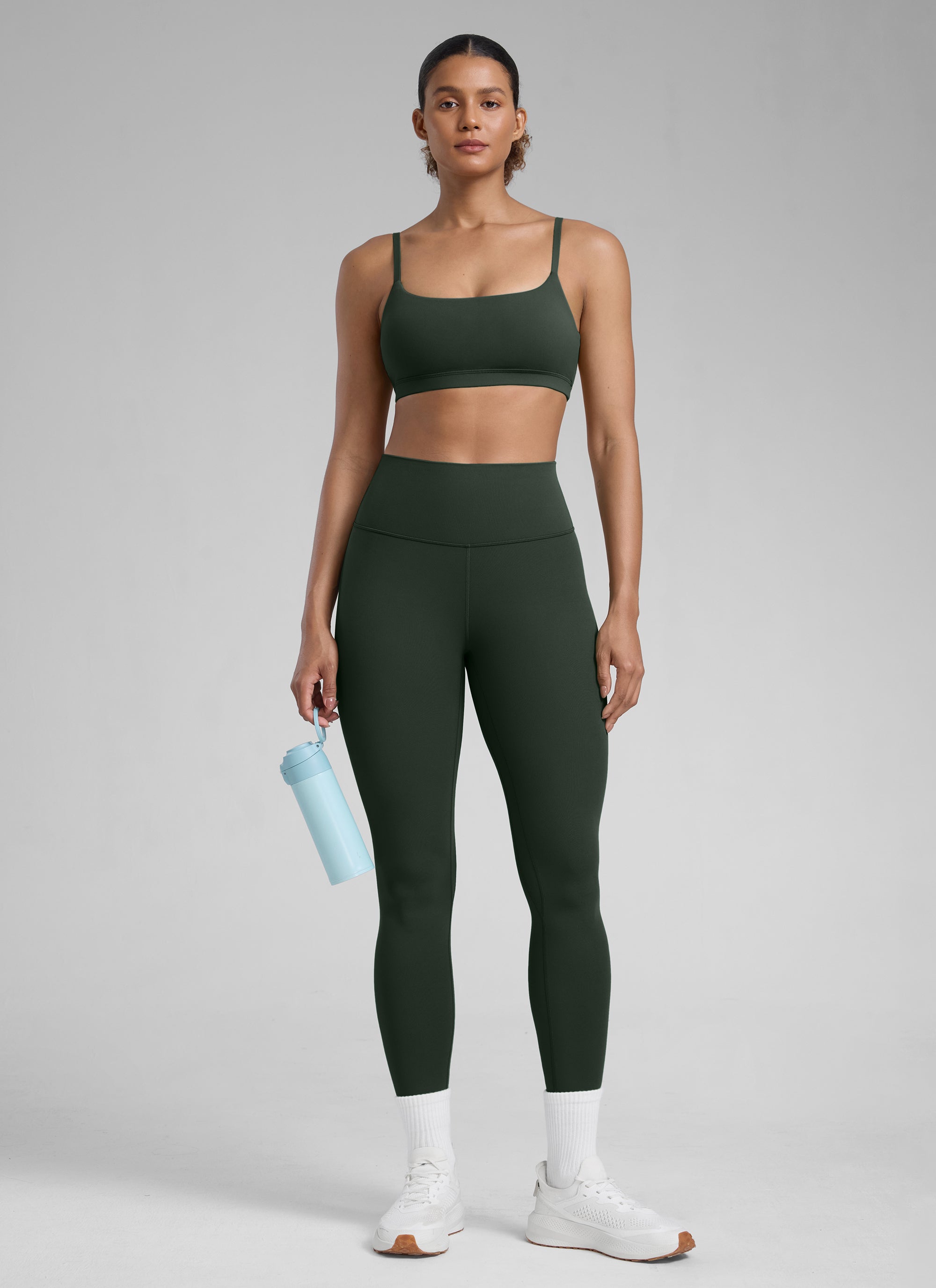 CRZ YOGA Women's Workout High Rise Butterlift Yoga Leggings 28'' Legend Green @model_info:Barbara