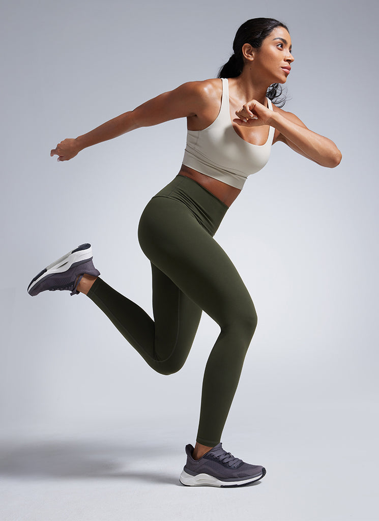 CRZ YOGA Women's Workout High Rise Butterbreeze Training Leggings 28'' Olive Green