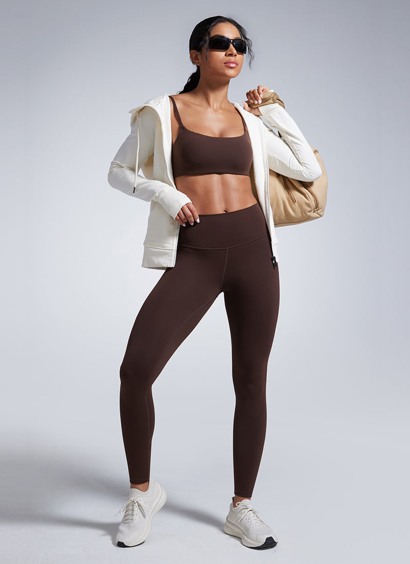 CRZ YOGA Women's Workout High Rise Butterbreeze Training Leggings 28'' Hot Fudge Brown