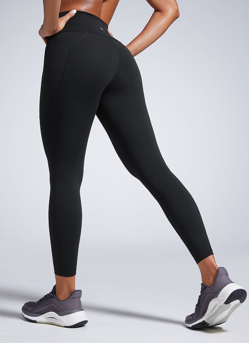 CRZ YOGA Women's Workout High Rise Training Leggings with Pockets 25'' Black