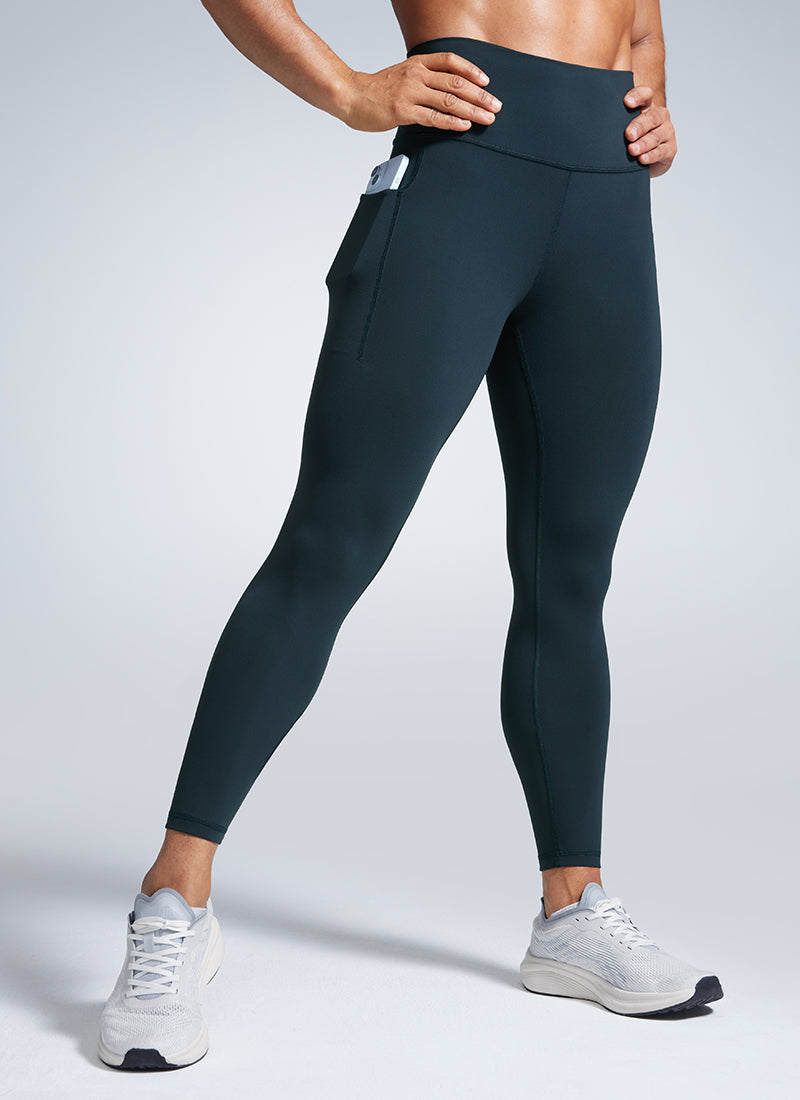 CRZ YOGA Women's Workout High Rise Training Leggings with Pockets 25'' True Navy