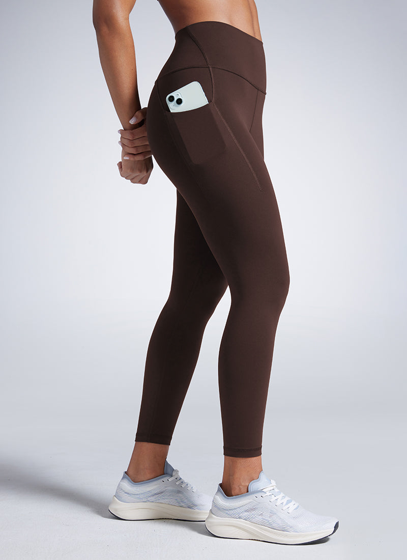CRZ YOGA Women's Workout High Rise Training Leggings with Pockets 25'' Hot Fudge Brown