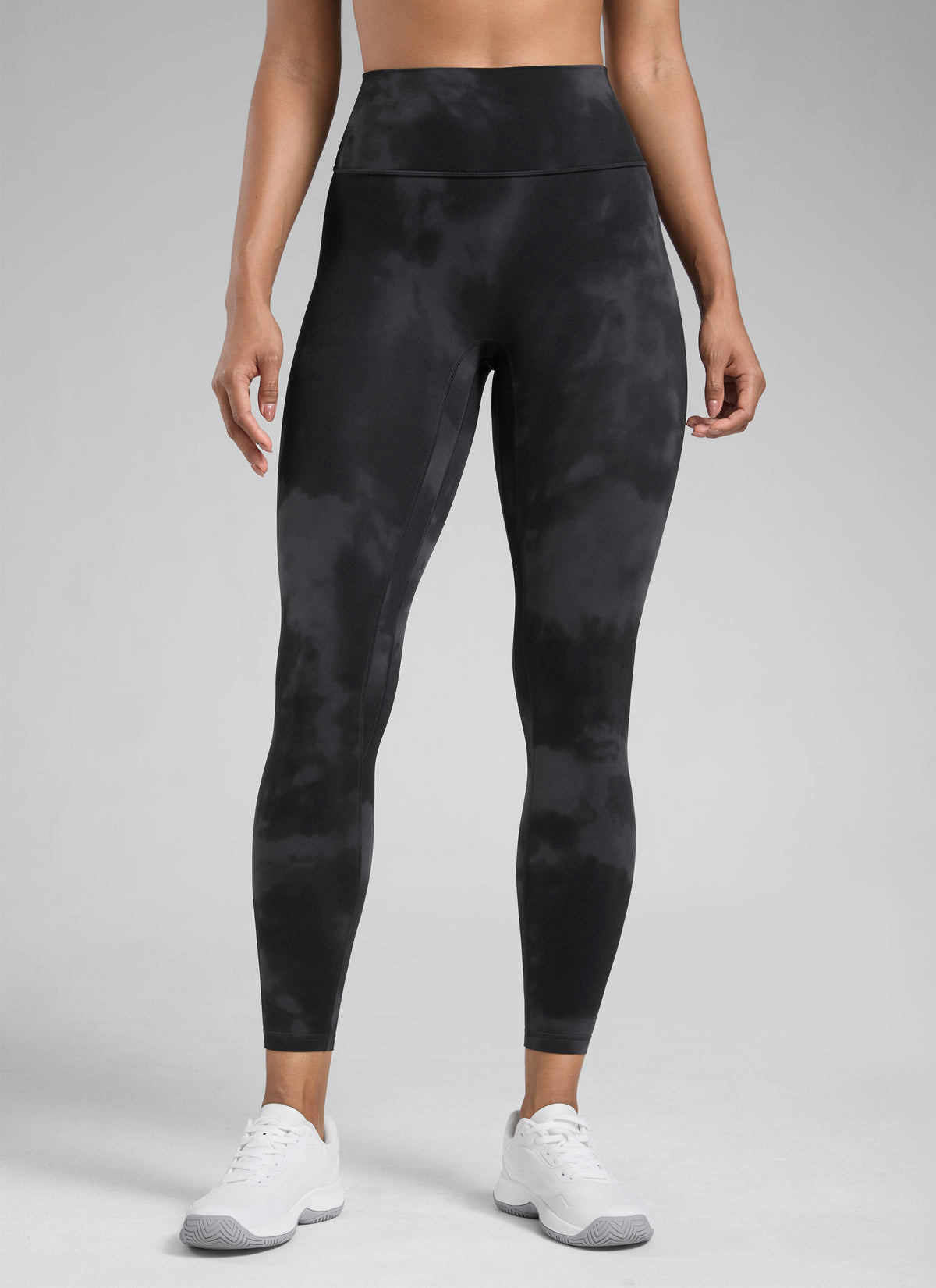 CRZ YOGA Women Butterlift High Rise Scrunch Butt Legging No Front Seam Black Tie Dye Flowers @model_info:Barbara