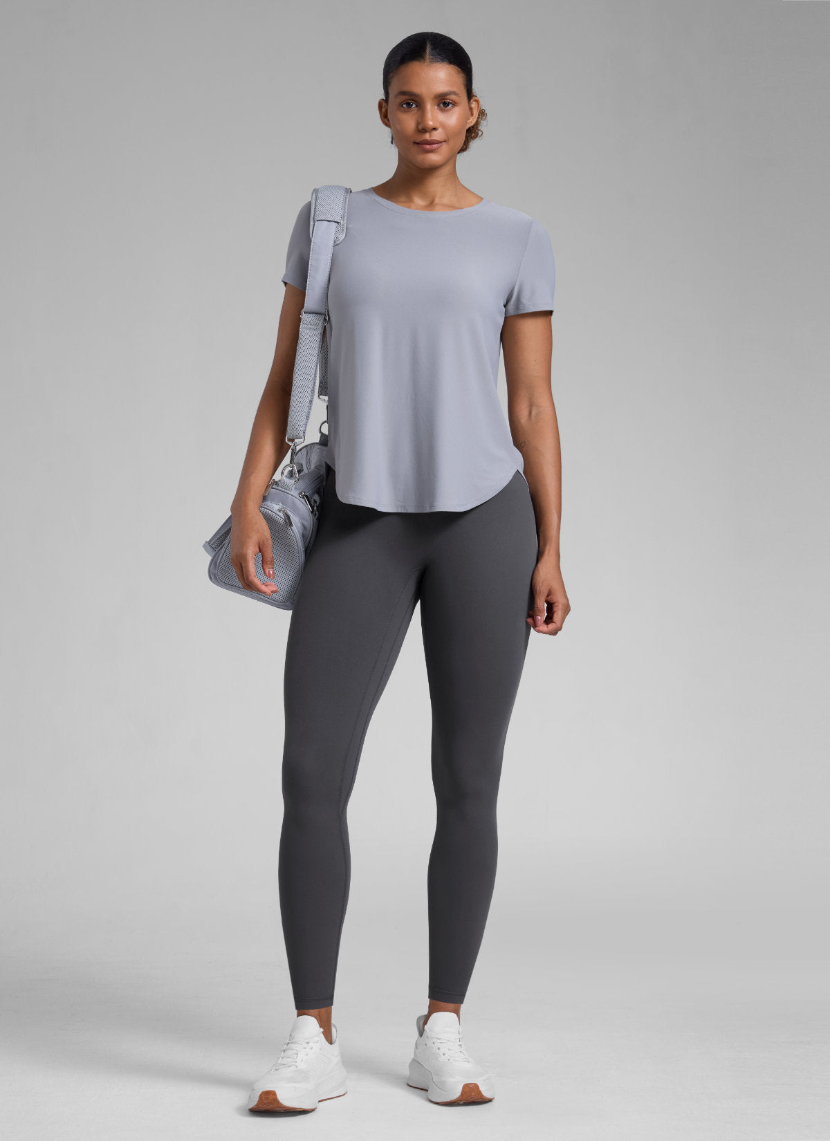 CRZ YOGA Women's Secretsculpt™ Workout No Front Seam Legging 28'' Mysterious Grey @model_info:Barbara