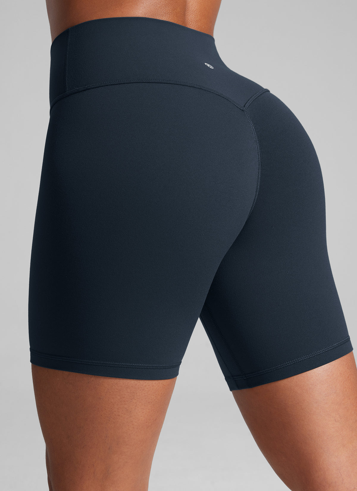 CRZ YOGA Butterlift Womens Scrunch Butt Biker Shorts 6'' No Front Seam True Navy @model_info:Crystal