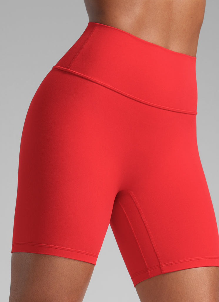 CRZ YOGA Butterlift Womens Scrunch Butt Biker Shorts 6'' No Front Seam Deep Red