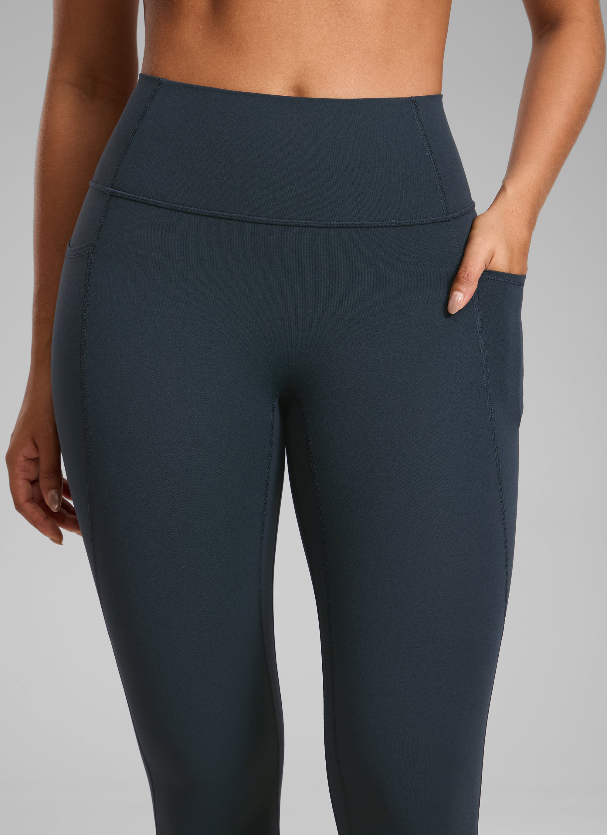 CRZ YOGA Women's Butterlift High Rise No Front Seam Pocket Legging True Navy